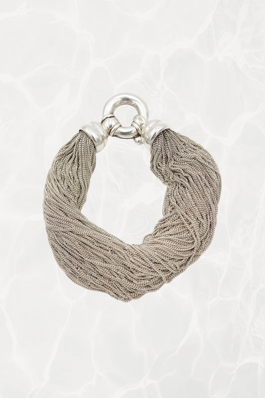 Tiffany & Co. sterling silver multi-strand fine mesh chain necklace, vintage designer jewelry