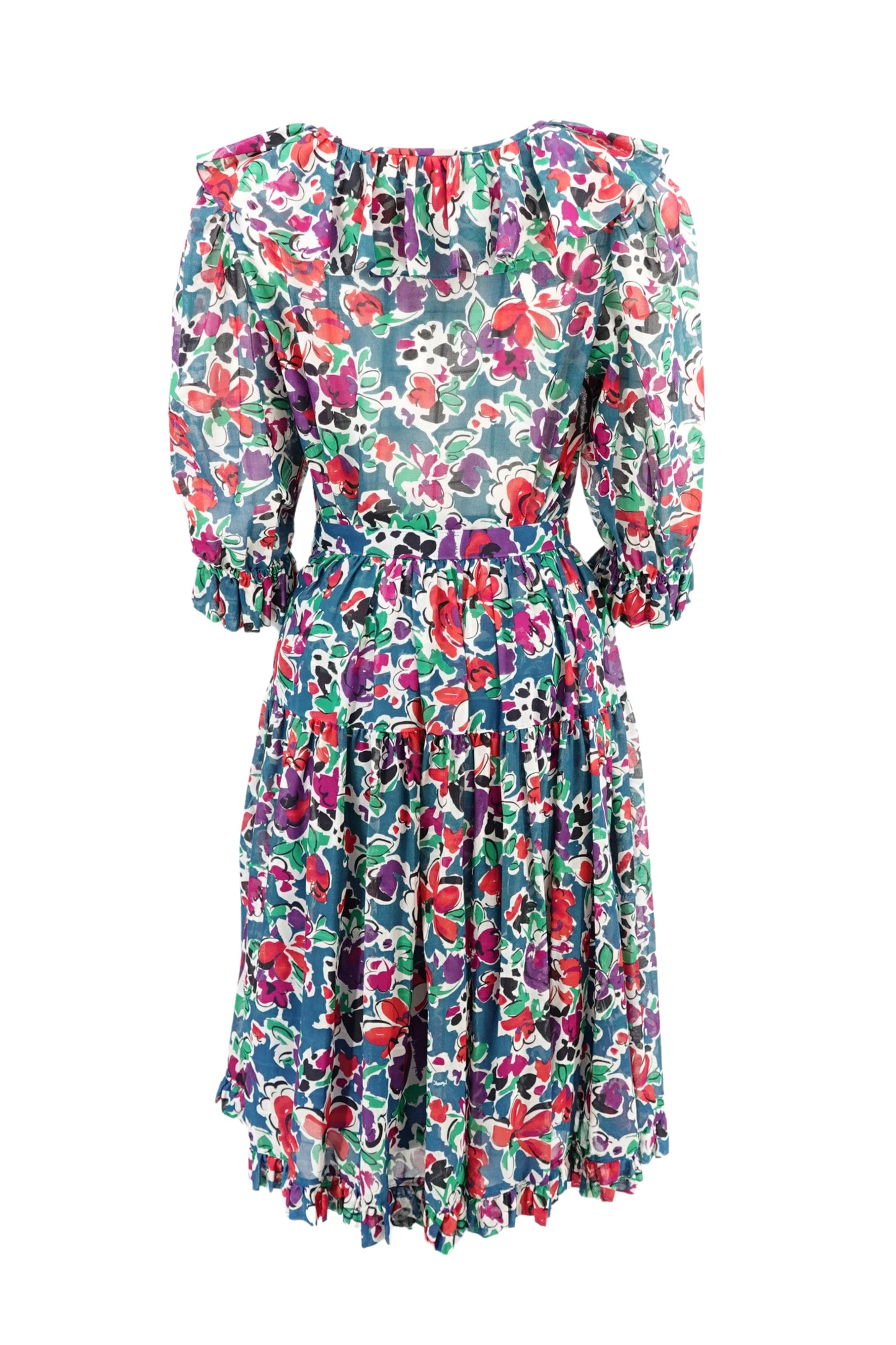 Yves Saint Laurent floral cotton two-piece set, cuff detail — Disco Palma