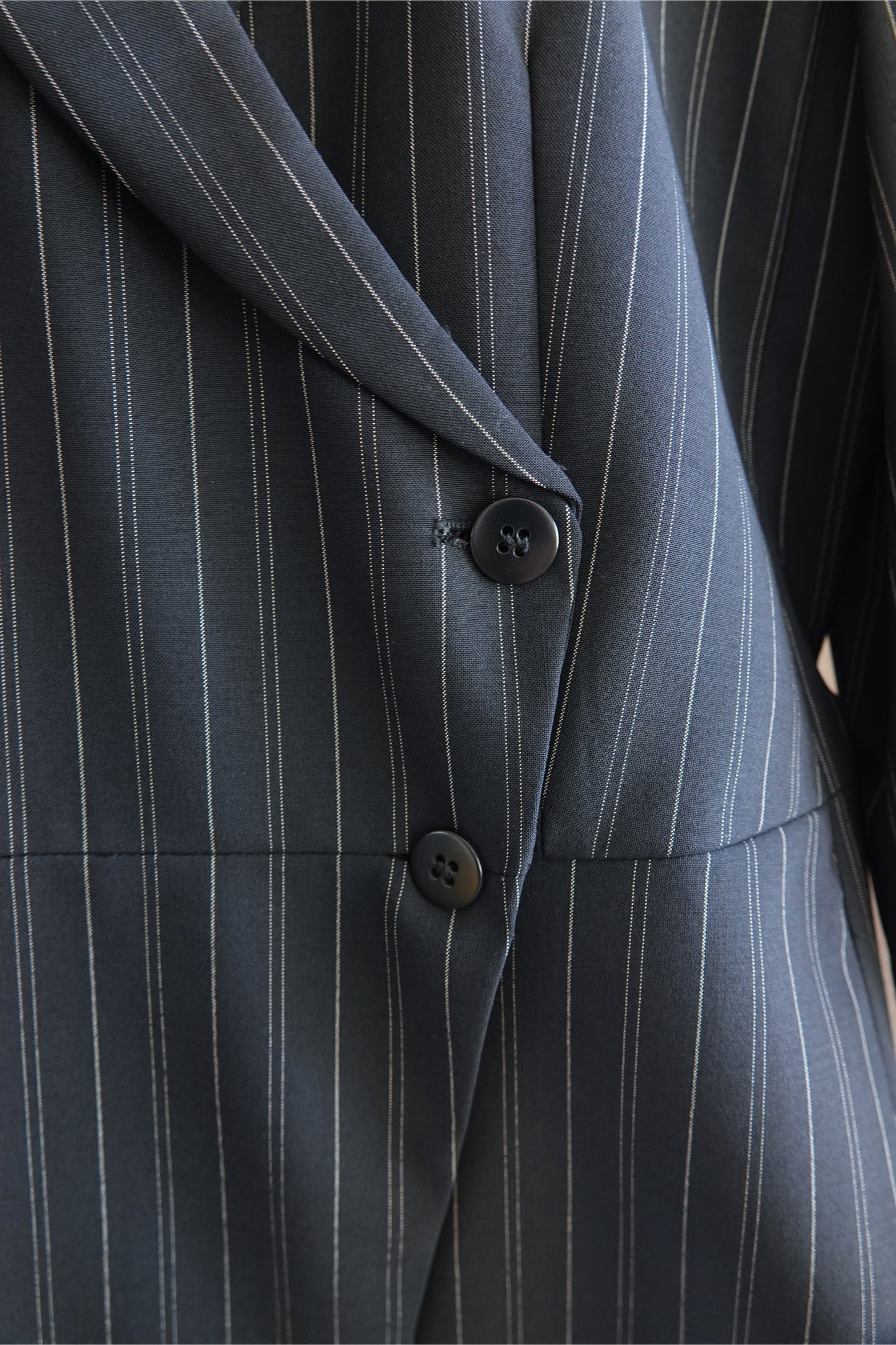 Vintage Armani Collezioni navy pinstripe jacket, zip pocket with Armani pull — Disco Palma