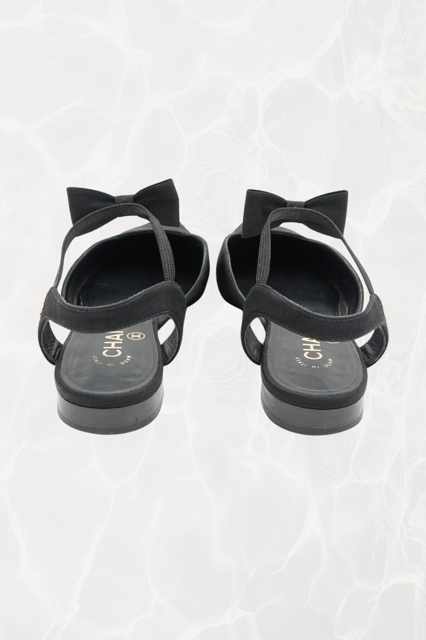 Chanel grosgrain flat, sole and heel detail — Disco Palma