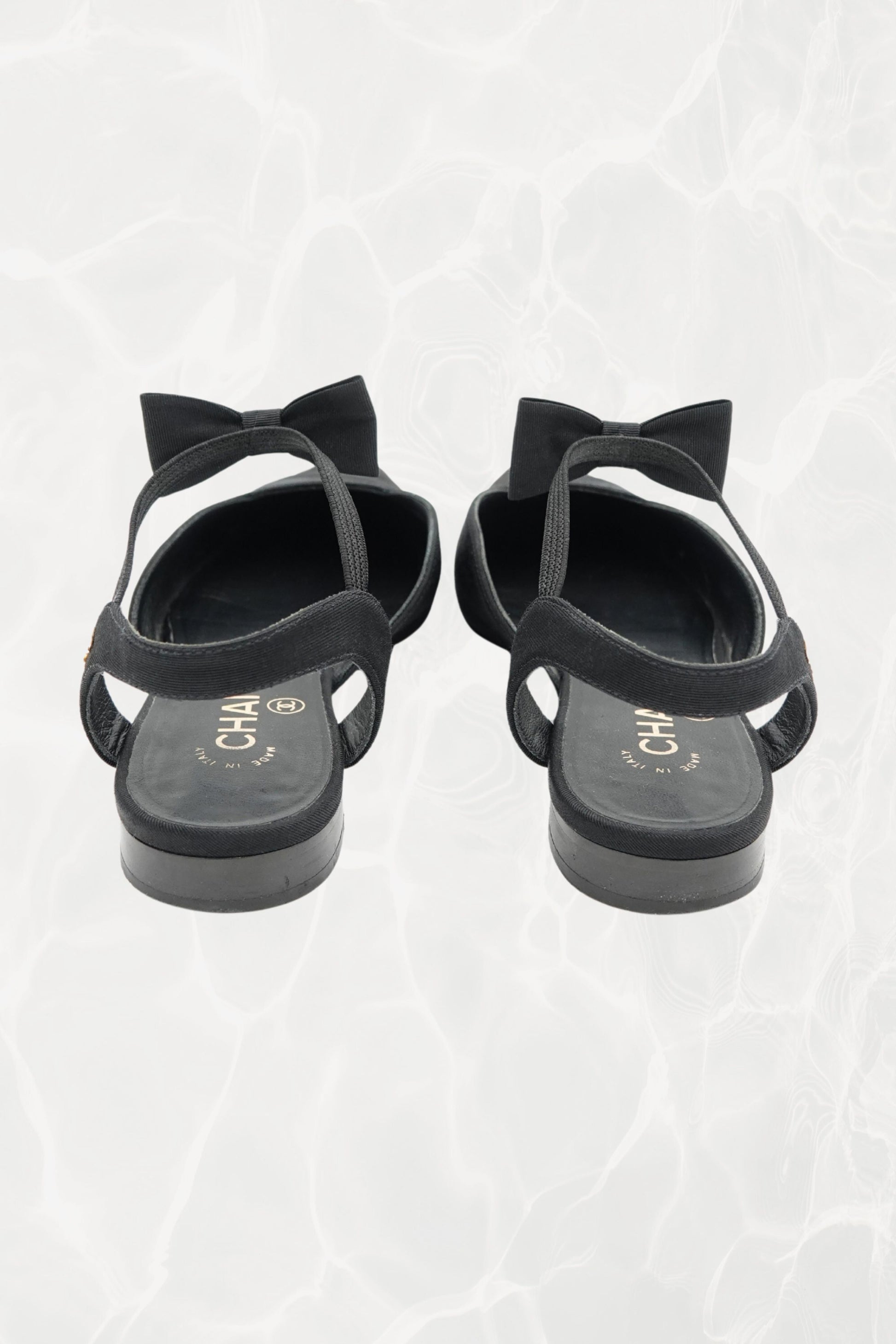 Chanel grosgrain flat, sole and heel detail — Disco Palma