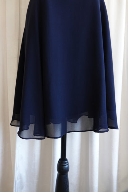 Isabel Ardee 1990s Navy Chiffon Cross-Back Cocktail Dress