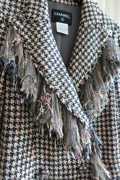 Chanel by Karl Lagerfeld Métiers d'Art Paris-London Fringed Houndstooth Tweed Coat
