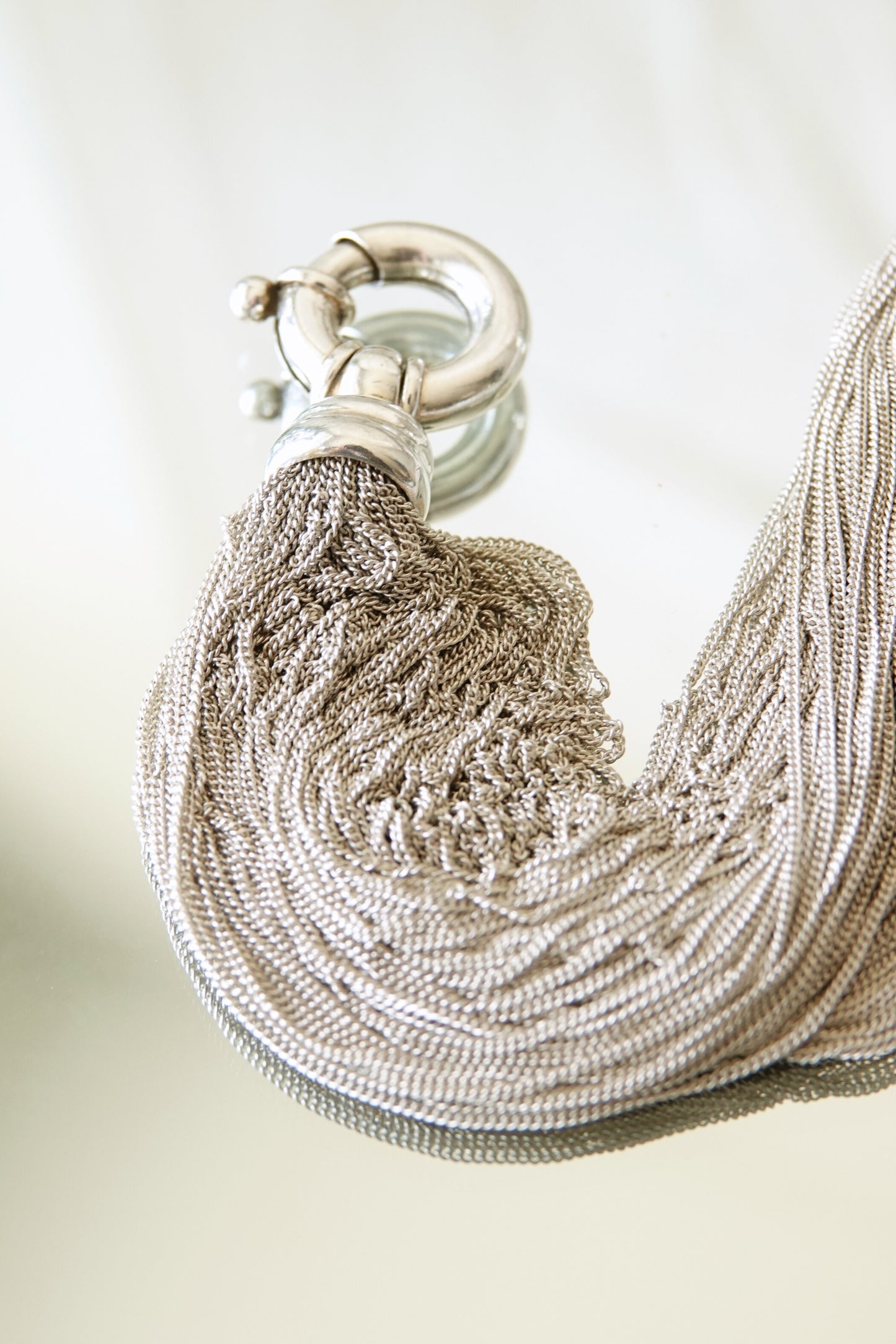 Tiffany & Co. sterling silver multi-strand fine mesh chain necklace, vintage designer jewelry