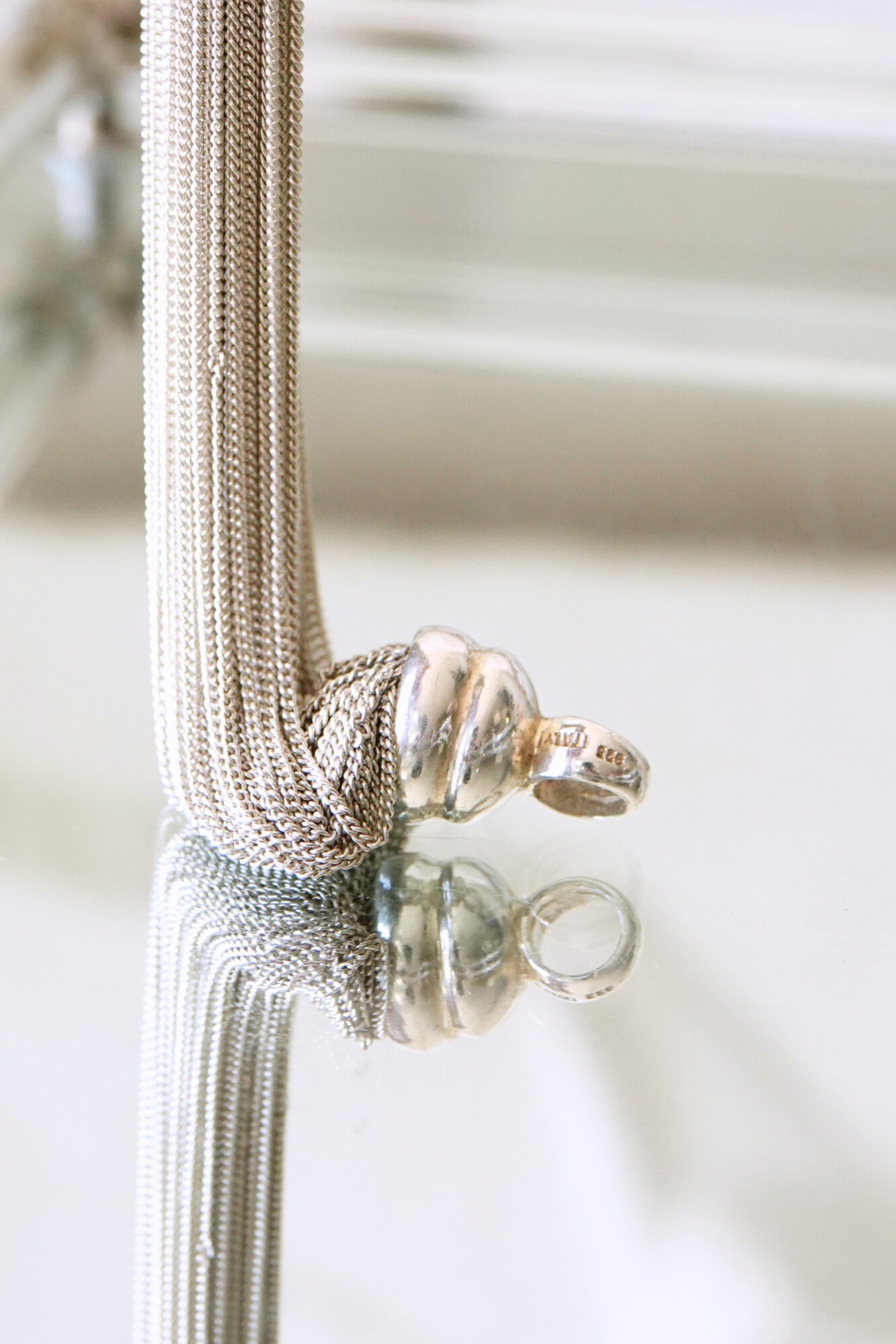 Tiffany & Co. sterling silver multi-strand fine mesh chain necklace, vintage designer jewelry