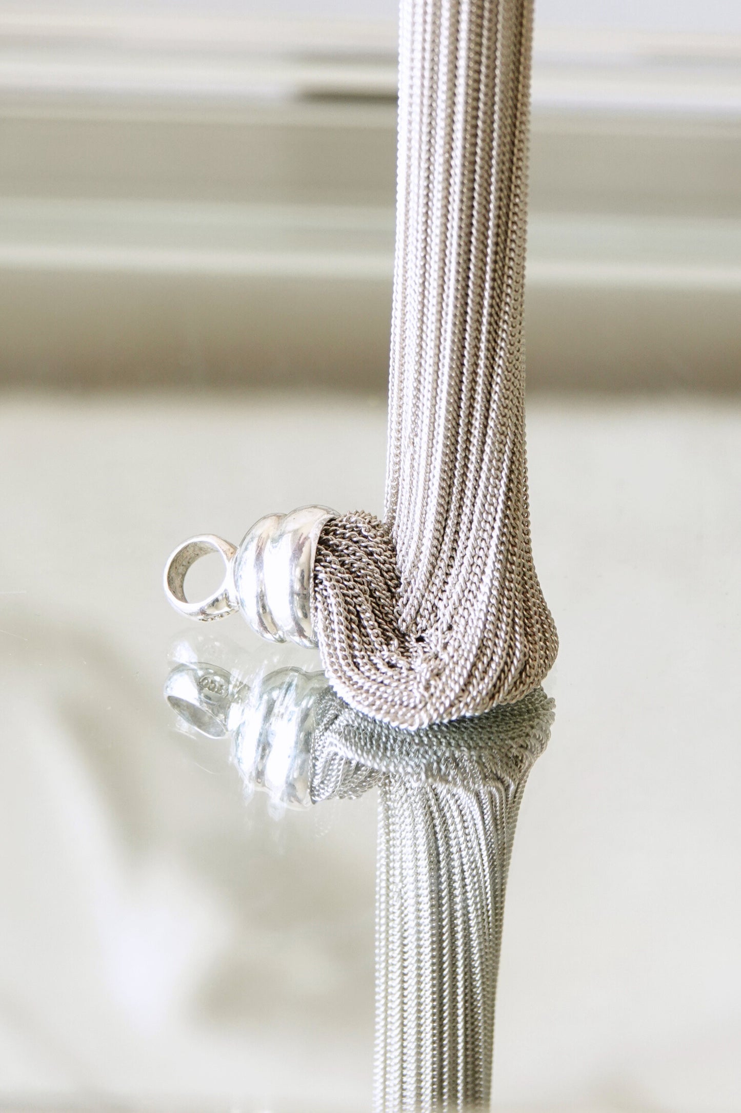 Tiffany & Co. sterling silver multi-strand fine mesh chain necklace, vintage designer jewelry