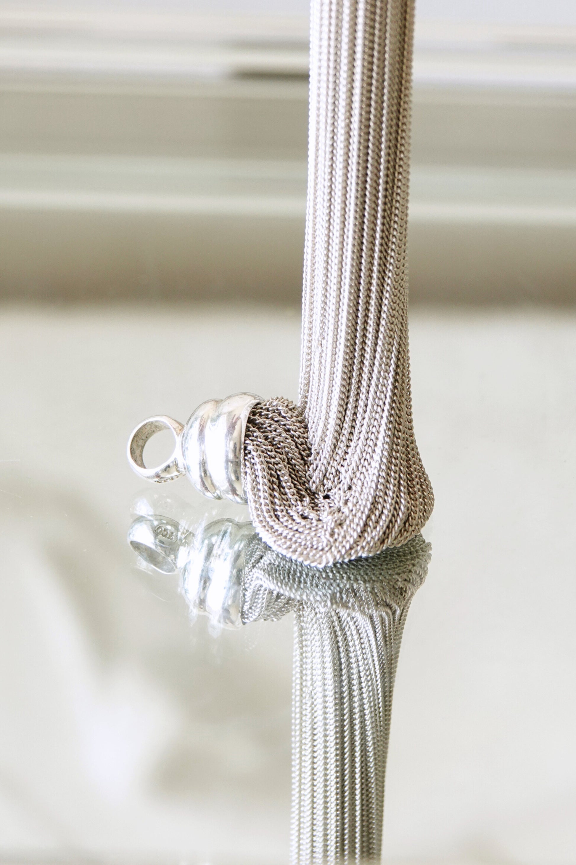 Tiffany & Co. sterling silver multi-strand fine mesh chain necklace, vintage designer jewelry