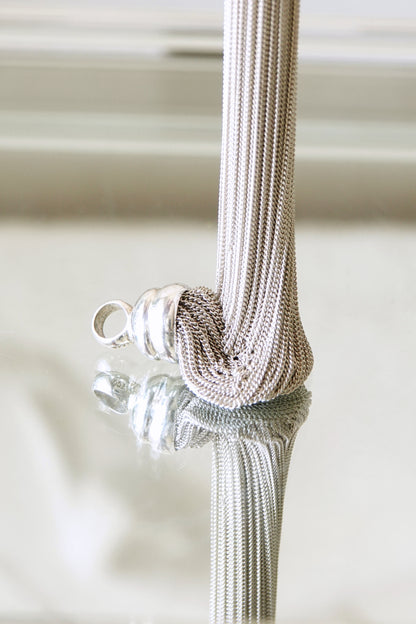 Tiffany & Co. sterling silver multi-strand fine mesh chain necklace, vintage designer jewelry