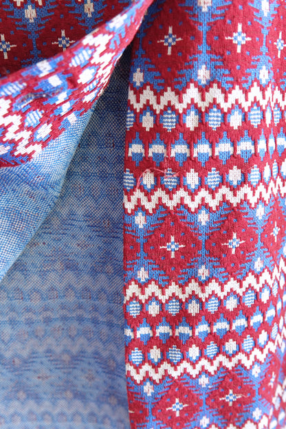 Vintage 1970s Fair Isle knit set, pale blue lining detail at collar — Disco Palma