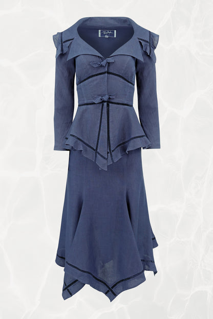 Thierry Mugler 1990s linen two-piece set, front view — Disco Palma