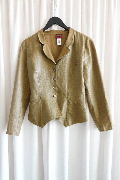 Vintage 1990s Gold Metallic Linen Jacket