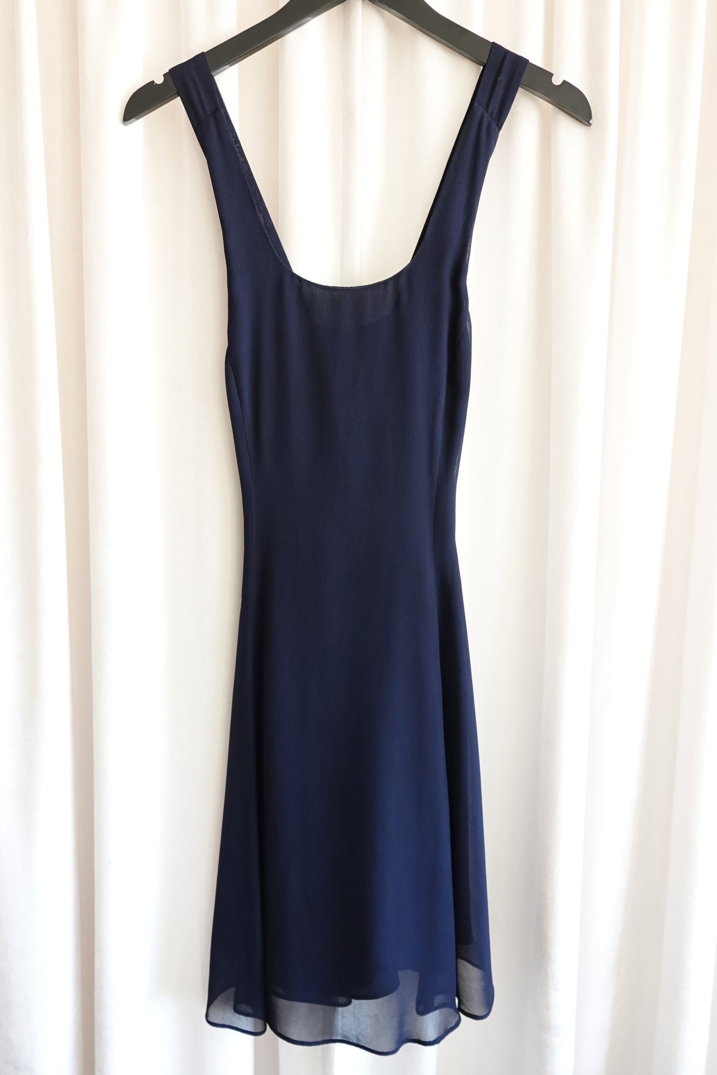 Isabel Ardee 1990s Navy Chiffon Cross-Back Cocktail Dress