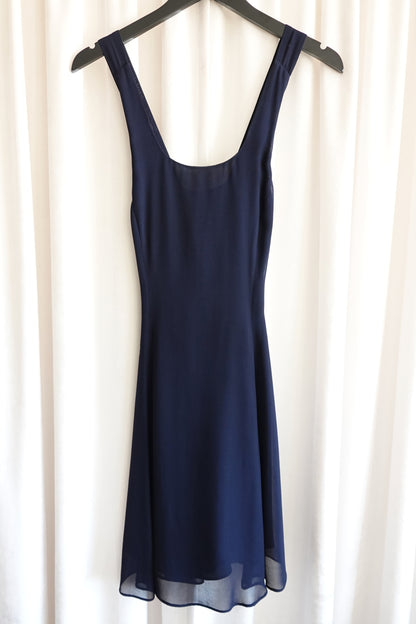 Isabel Ardee 1990s Navy Chiffon Cross-Back Cocktail Dress