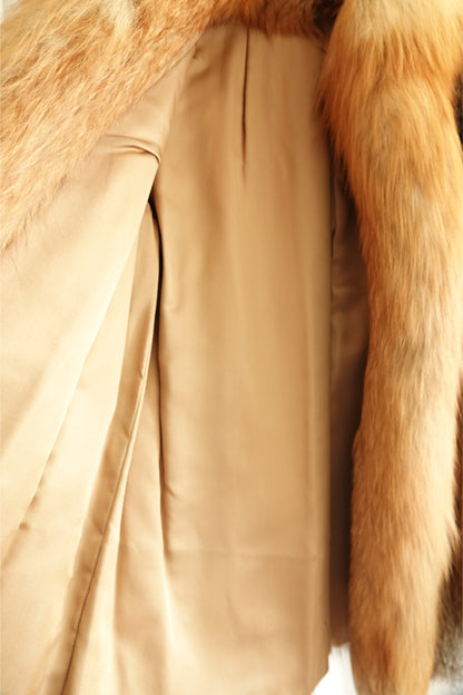 1970s Voluminous Red Fox Fur Cropped Jacket with Natural Silver Fox Panels