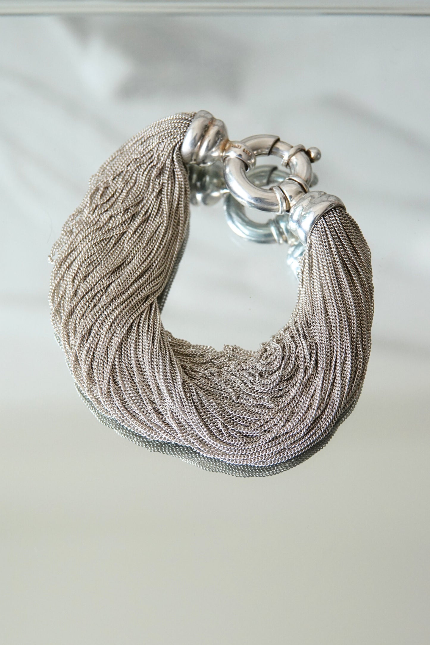 Tiffany & Co. sterling silver multi-strand fine mesh chain necklace, vintage designer jewelry