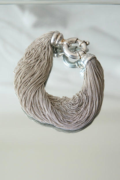 Tiffany & Co. sterling silver multi-strand fine mesh chain necklace, vintage designer jewelry