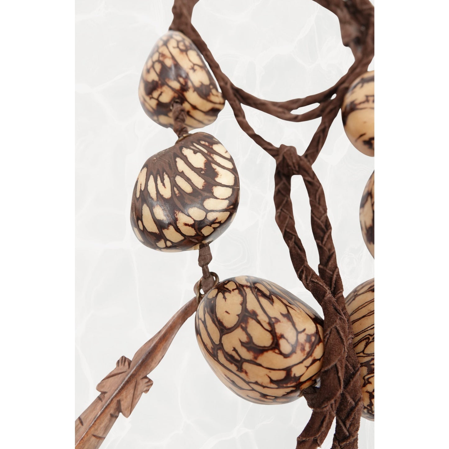 Vintage 1990s Tagua Nut Lariat Necklace with Carved Lizard Pendants