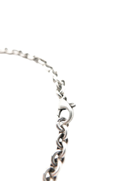 Vintage Sterling Silver Double-Link Chain Necklace with Faceted Citrine