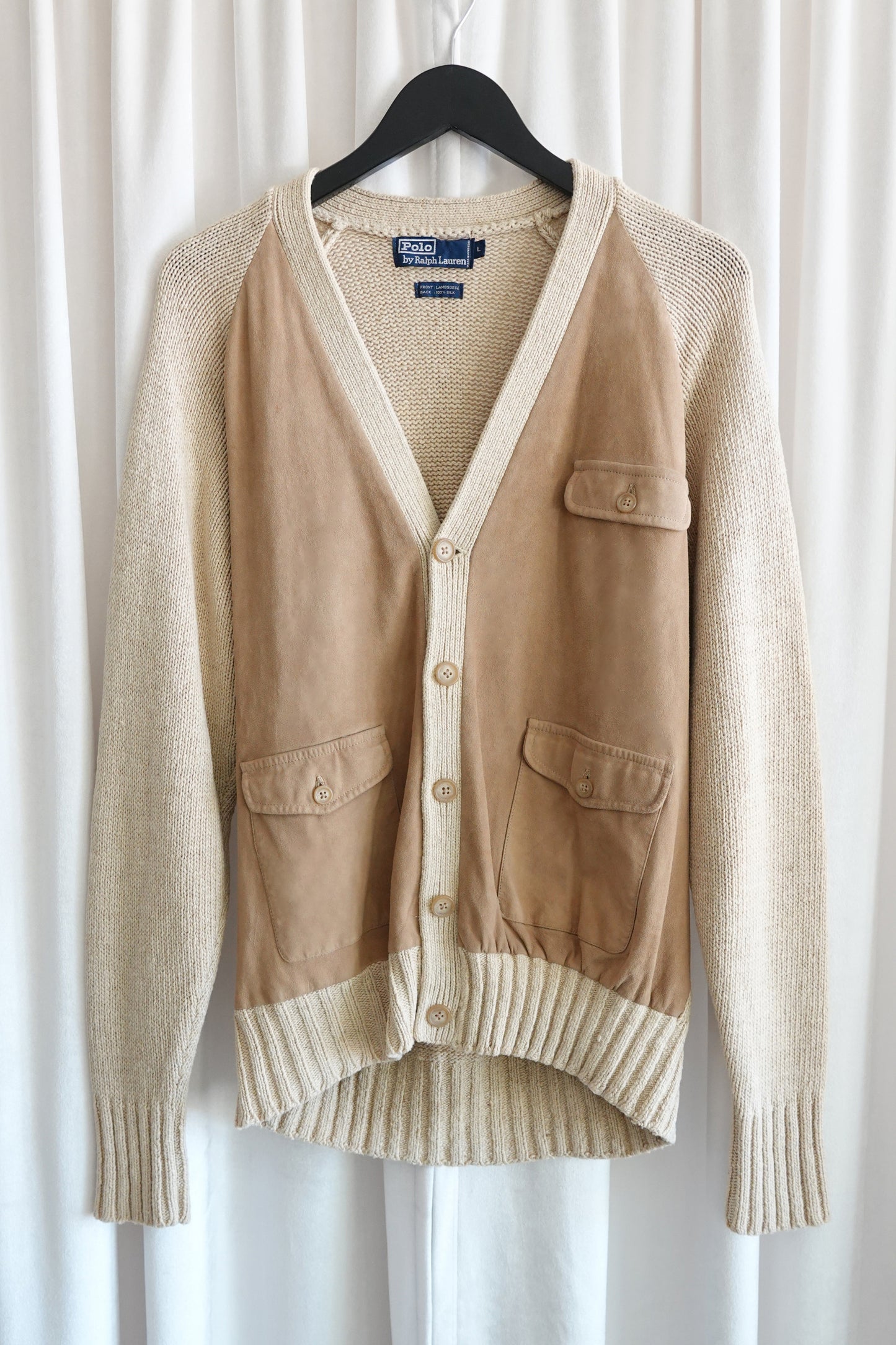 Vintage Polo Unisex 1989 Lambsuede & Silk Knit Cardigan