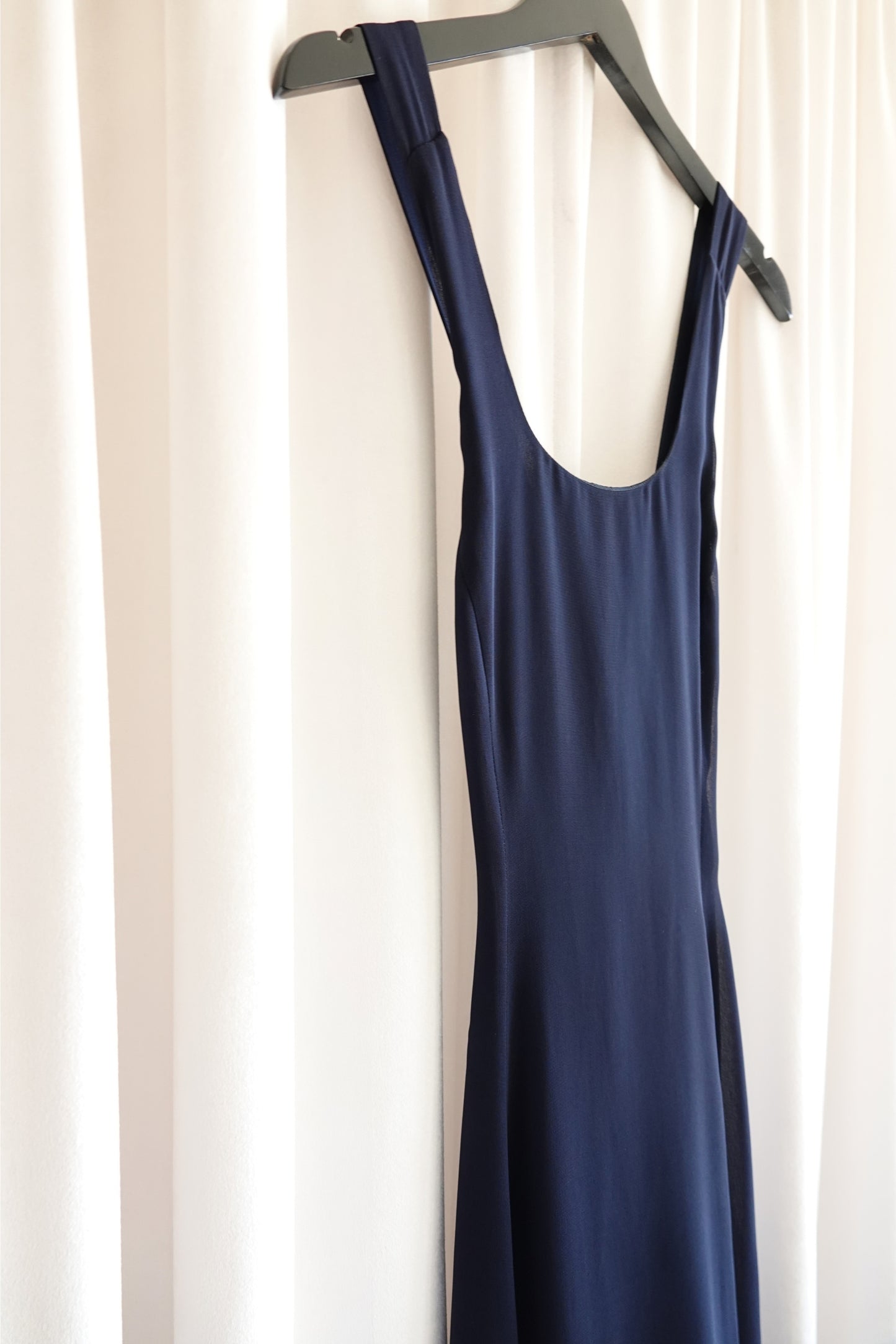 Isabel Ardee 1990s Navy Chiffon Cross-Back Cocktail Dress