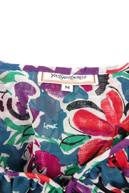 Yves Saint Laurent floral cotton two-piece set, tiered hem detail — Disco Palma