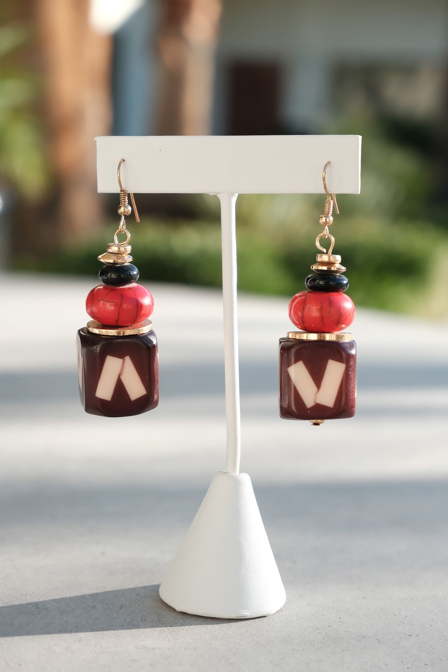 Vintage 70's Handcrafted Bohemian Beaded Earrings