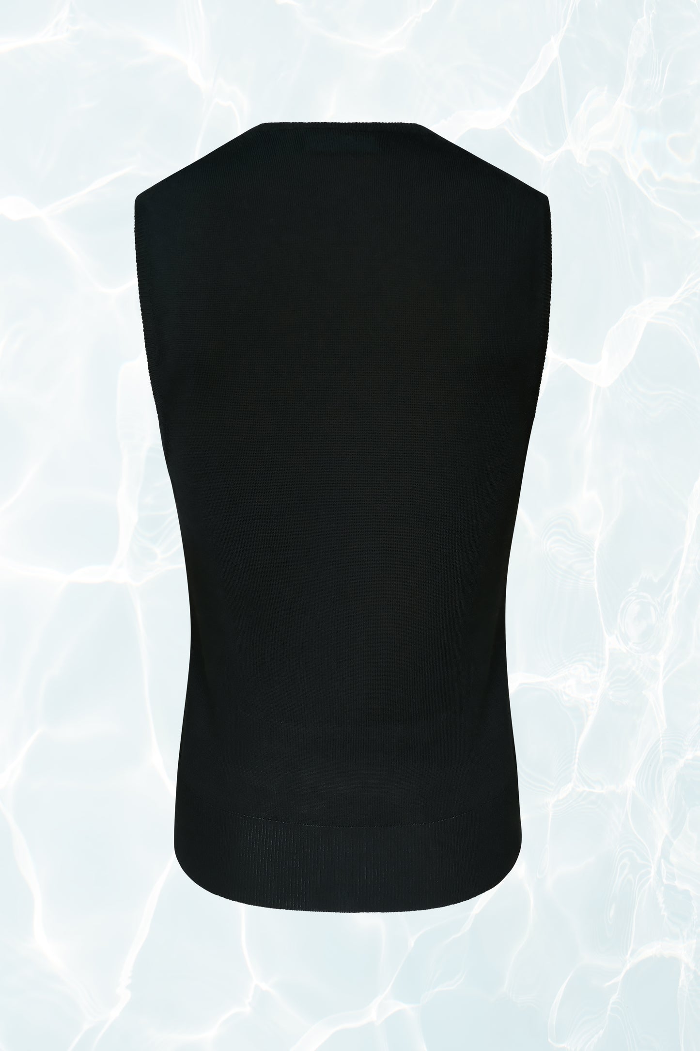 Black Sleeveless Vest with Lace Underlay