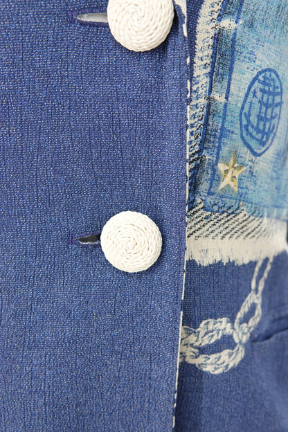 Vintage Late 1980s "World Wide Design" Novelty Print Crepe Blazer