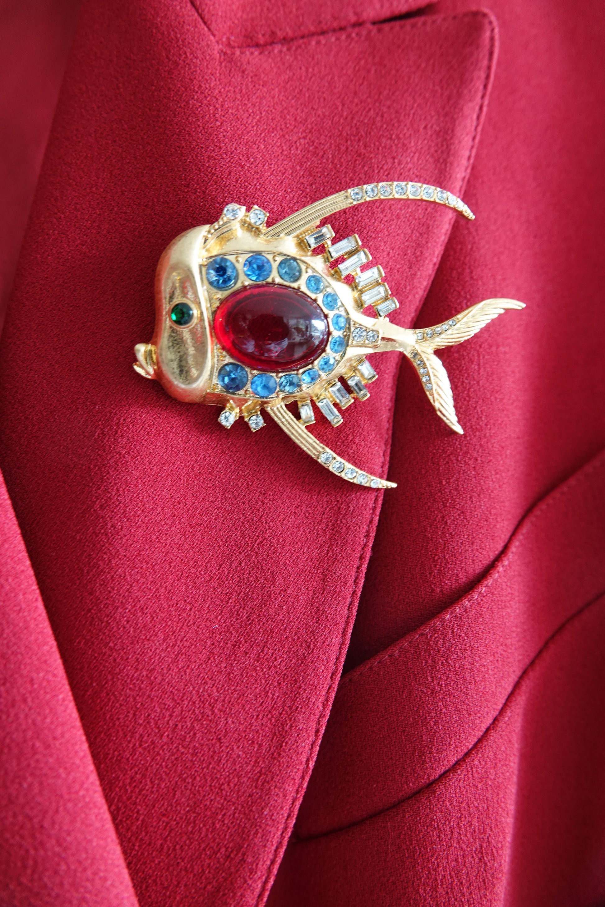 Trifari by Alfred Philippe Gold-Plated Sterling Silver Fish Brooch, Circa 1945