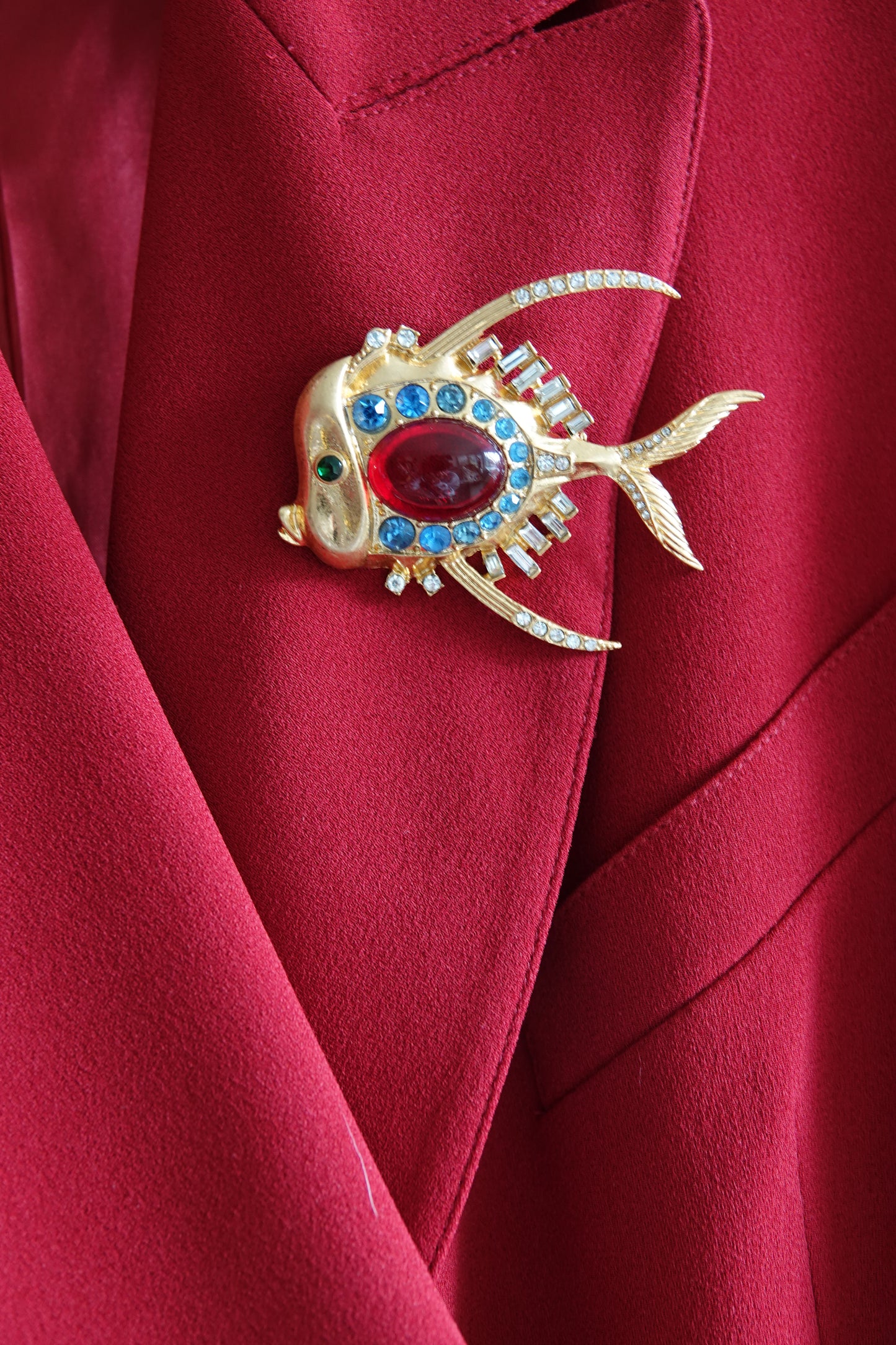 Trifari by Alfred Philippe Gold-Plated Sterling Silver Fish Brooch, Circa 1945