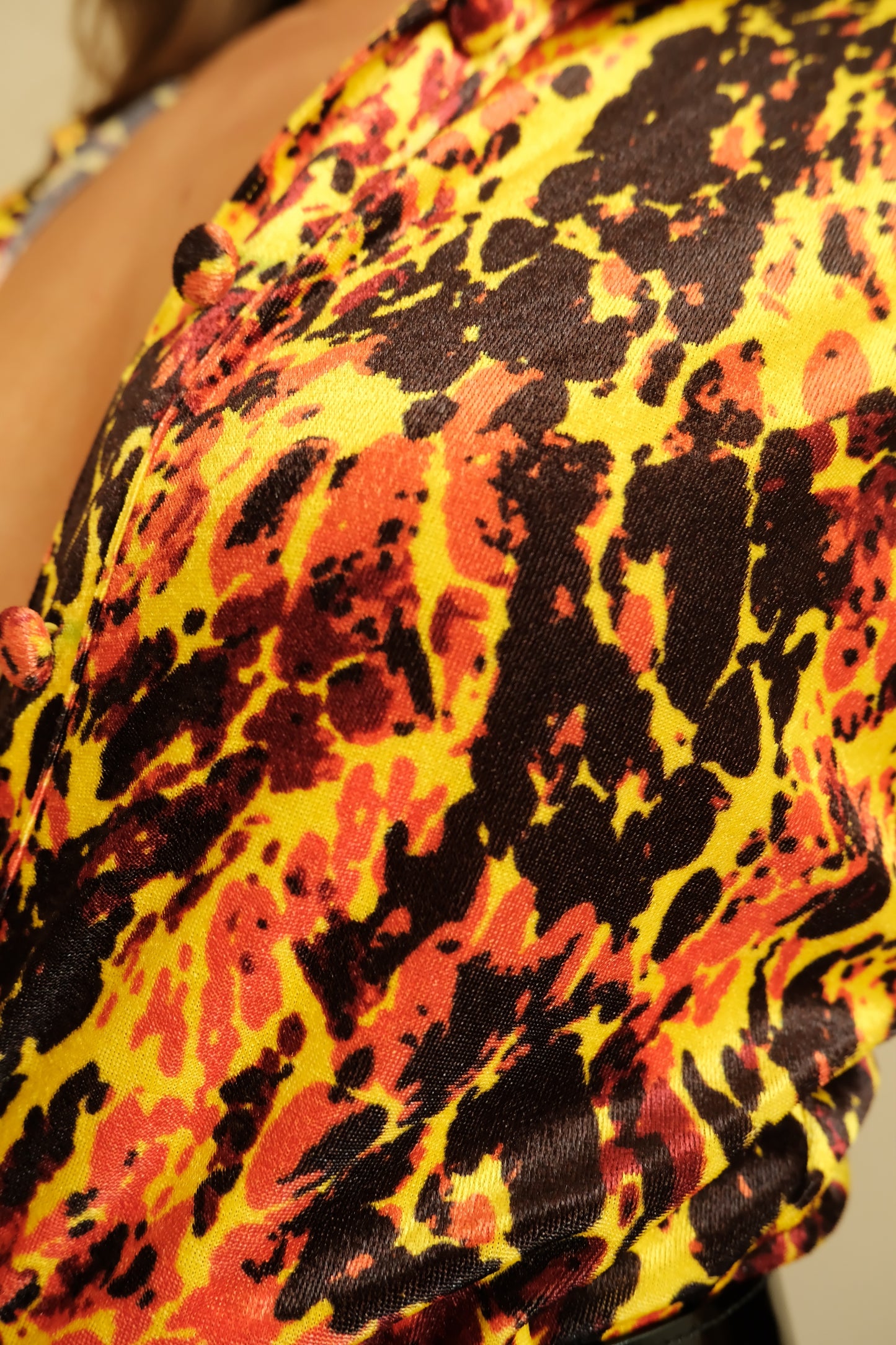 Jean Paul Gaultier Neon Abstract Lava Print Velour Dress