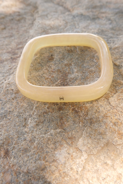 Vintage 99P Yellow Square Acrylic Bangle with Logo Details