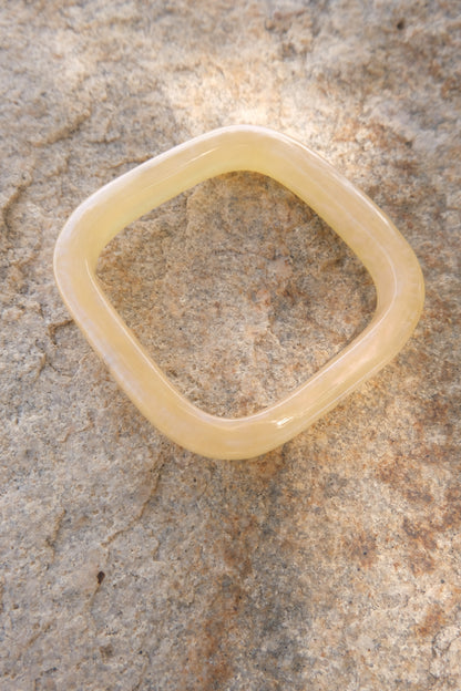 Vintage 99P Yellow Square Acrylic Bangle with Logo Details