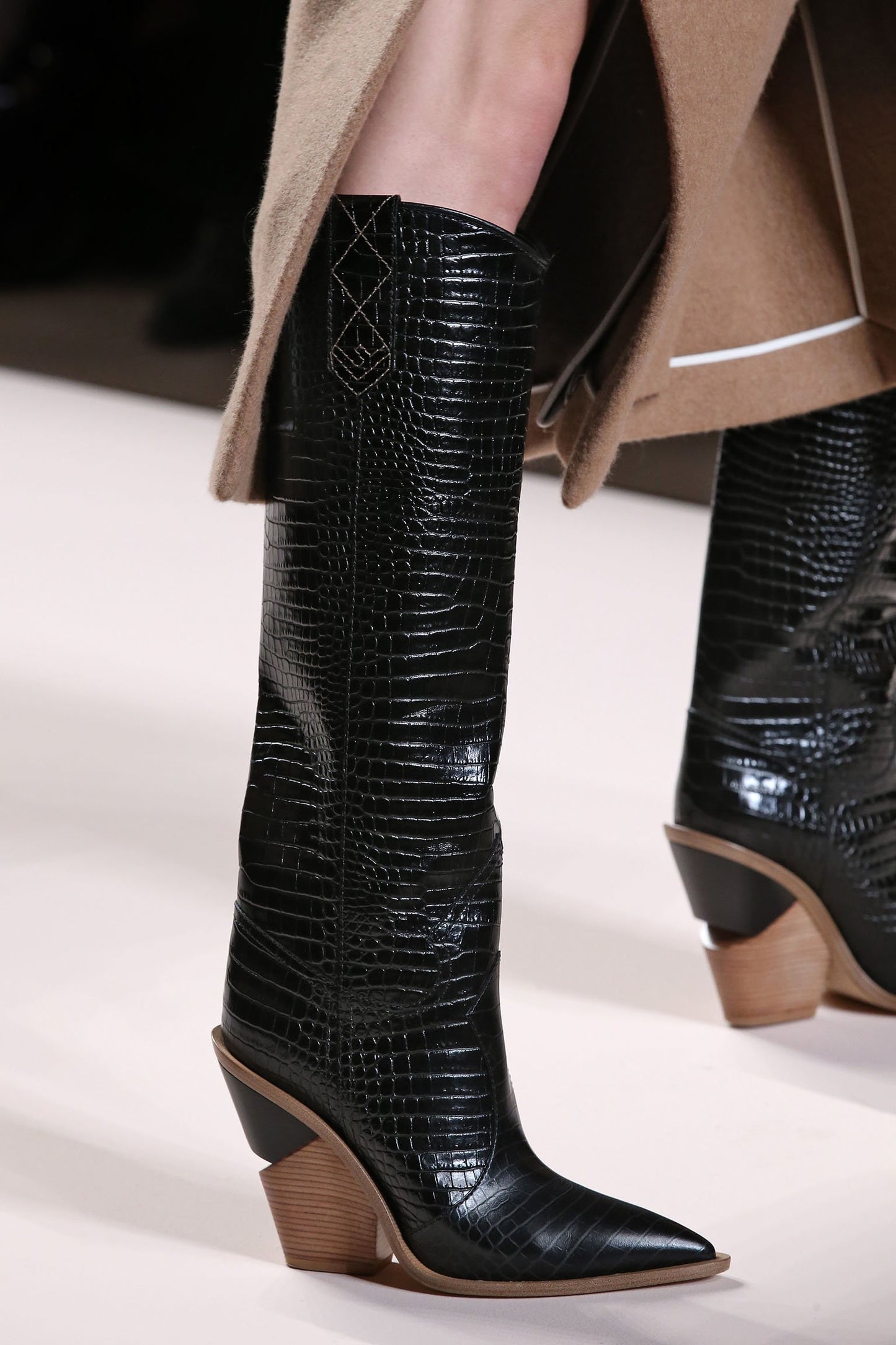 AW 2018 Croc Embossed Leather Knee High s Boots