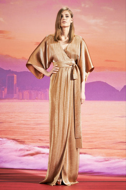 Cruise 2014 Campaign Gold Lamé Kimono Gown