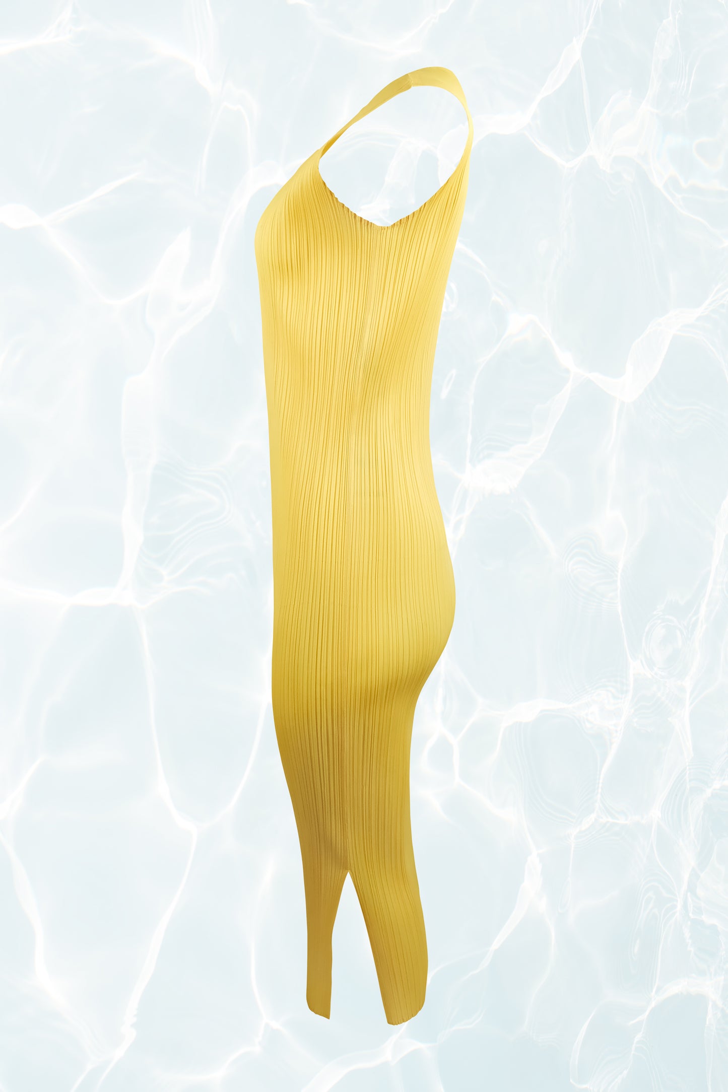 Issey Miyake	Long Yellow Pleated Dress