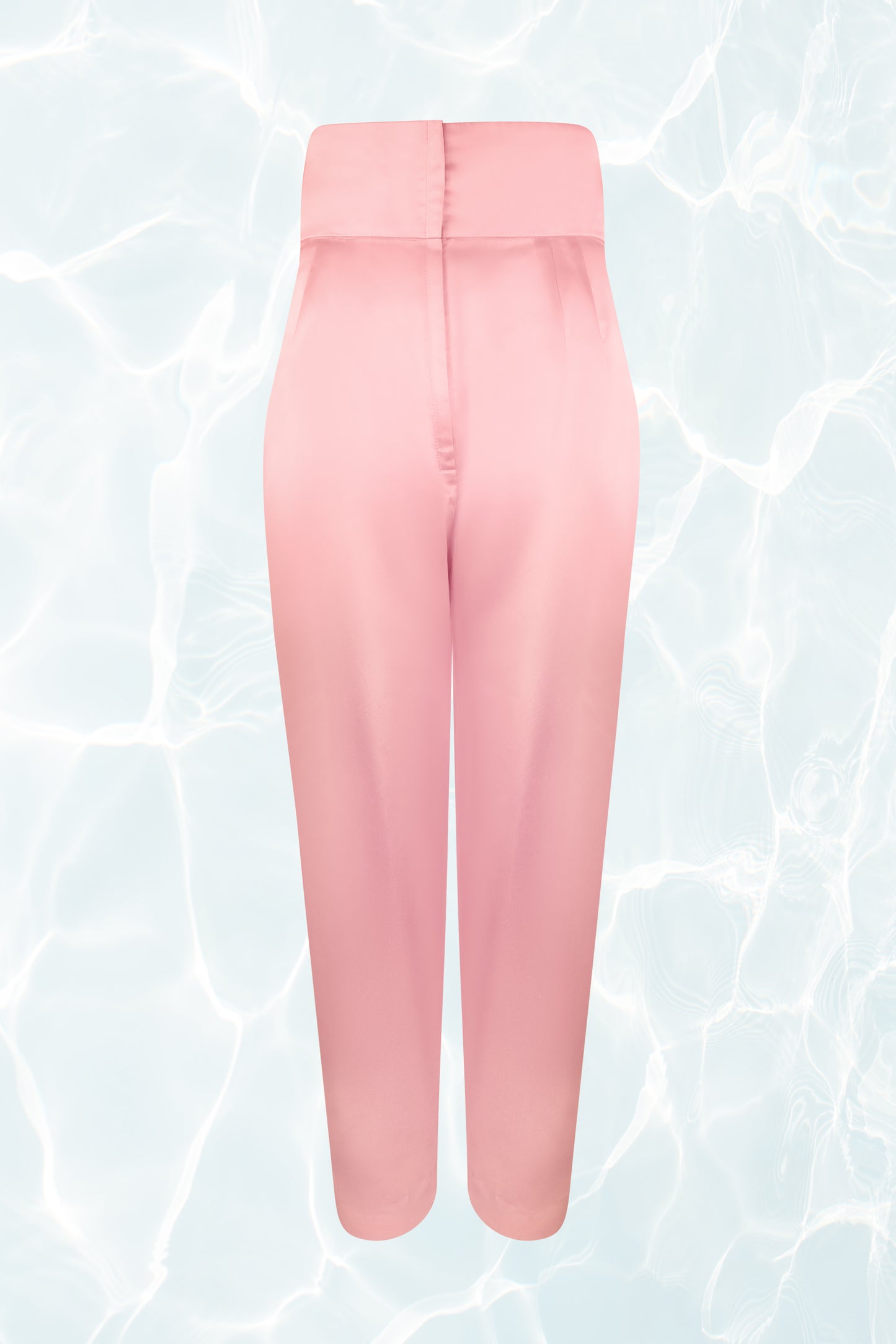 SS19 Pink Satin High-Waisted Silk Pants