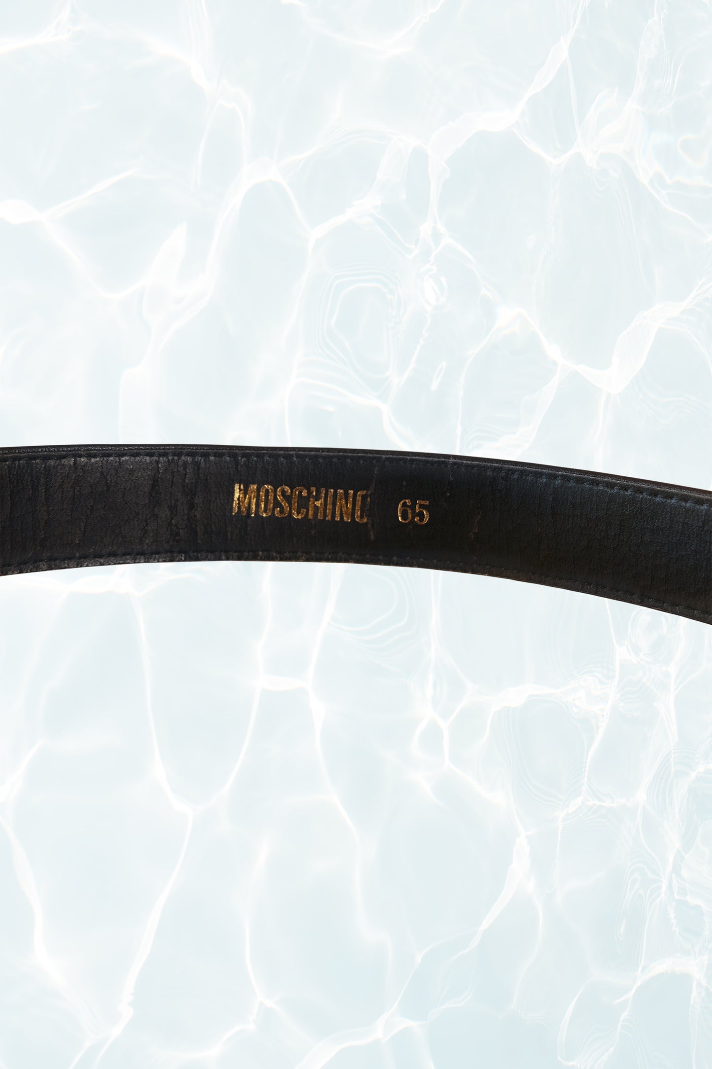 Black Leather Belt with Gold Logo Hardware