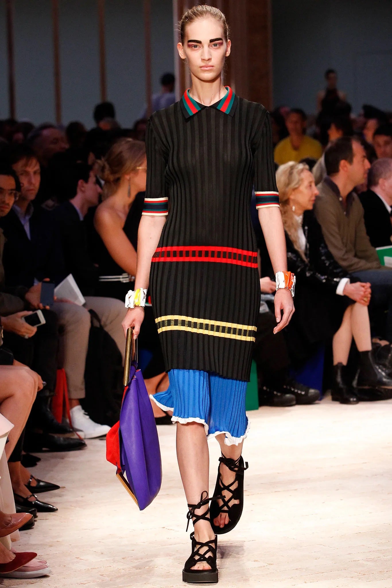 Phoebe Philo Era SS 2014 Runway Ribbed Knit Pleated Midi Skirt