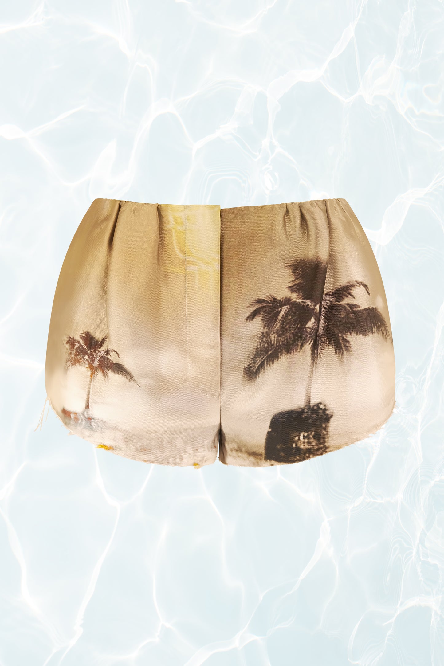 SS10 Palm Tree Print Silk Twill Shorts