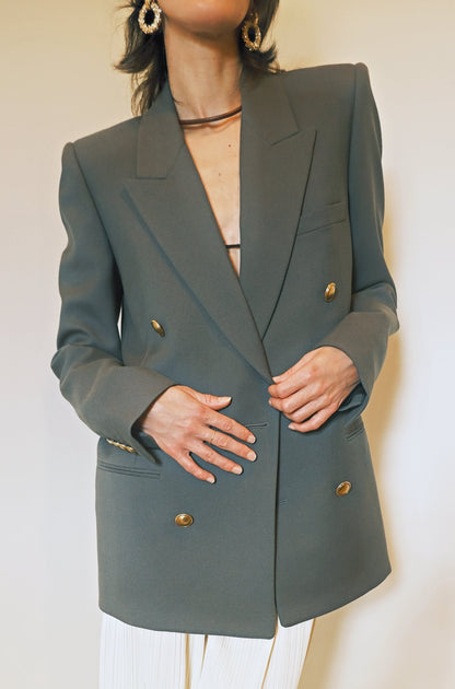 SS20 Double-breasted wool-twill blazer