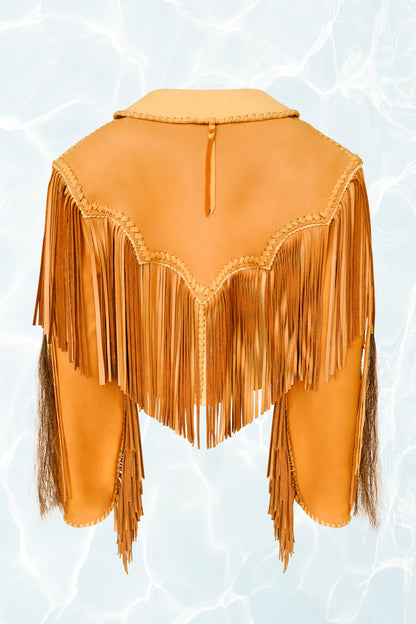 Vintage 1970's Fringe Leather Jacket with Bead, Lace, and Pony Hair Details