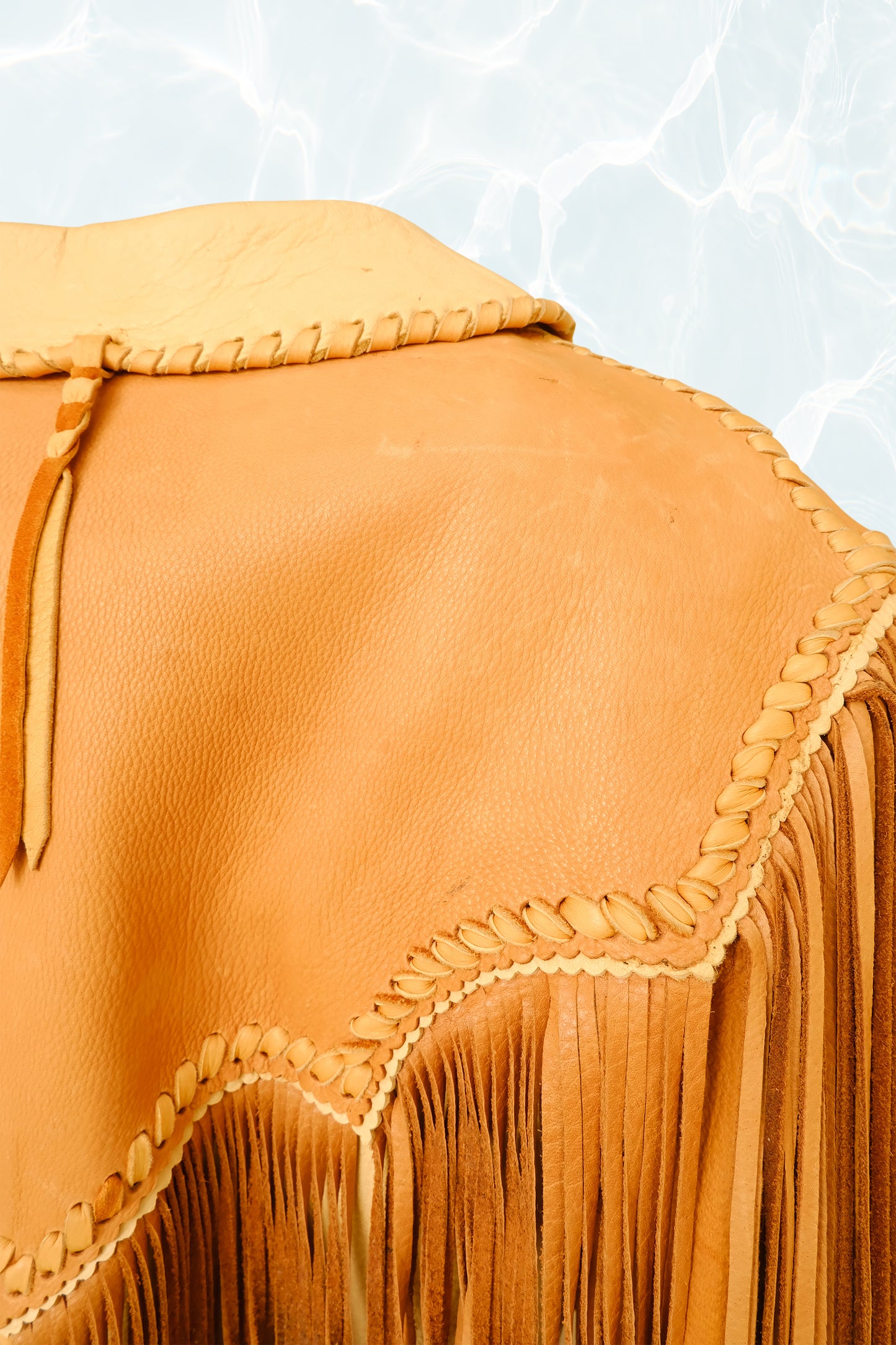 Vintage 1970's Fringe Leather Jacket with Bead, Lace, and Pony Hair Details