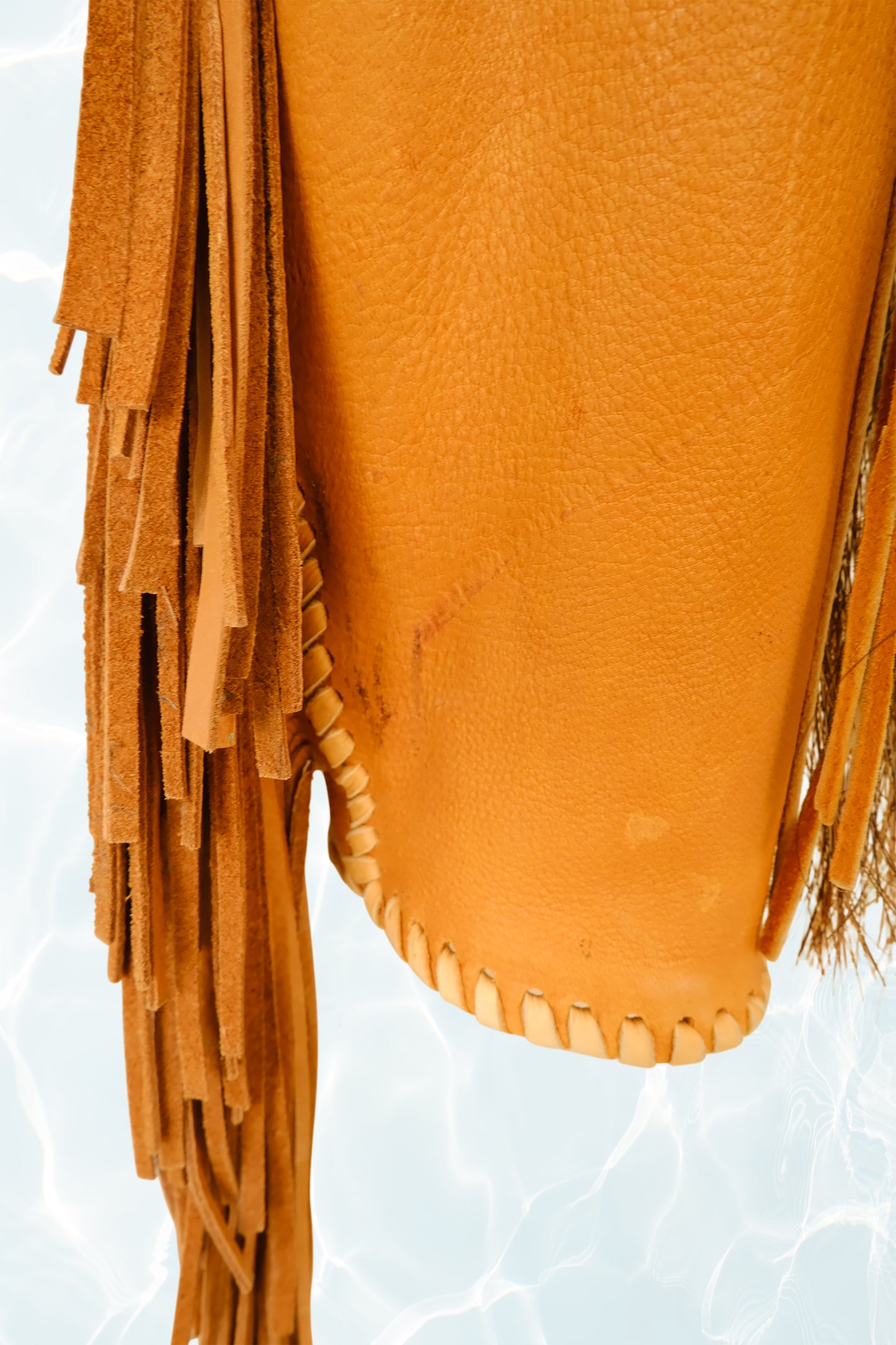 Vintage 1970's Fringe Leather Jacket with Bead, Lace, and Pony Hair Details