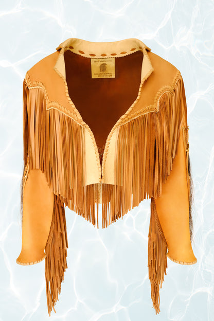 Vintage 1970's Fringe Leather Jacket with Bead, Lace, and Pony Hair Details