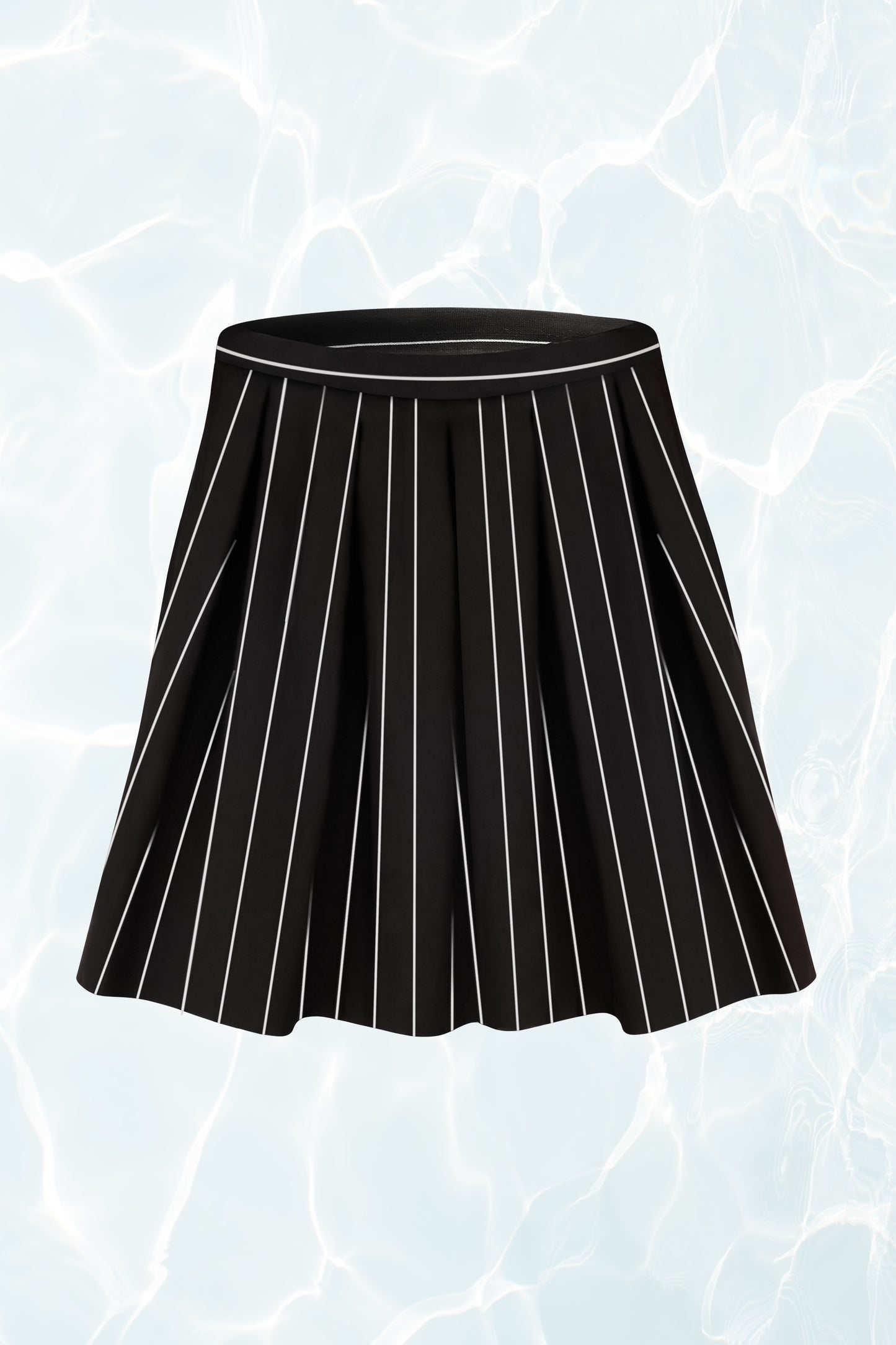 Black and White Pinstripe A-Line Mini Skirt