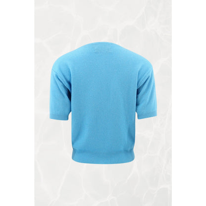 Purple Label 2000s Capri Blue Cashmere Short-Sleeve Cardigan
