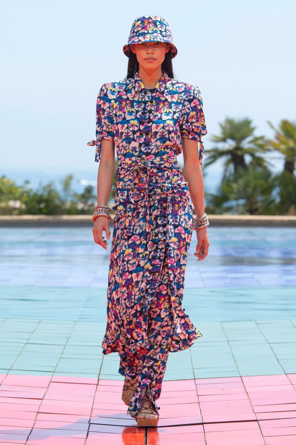 SS22 Two-Piece Fluorescent Floral Pant Set