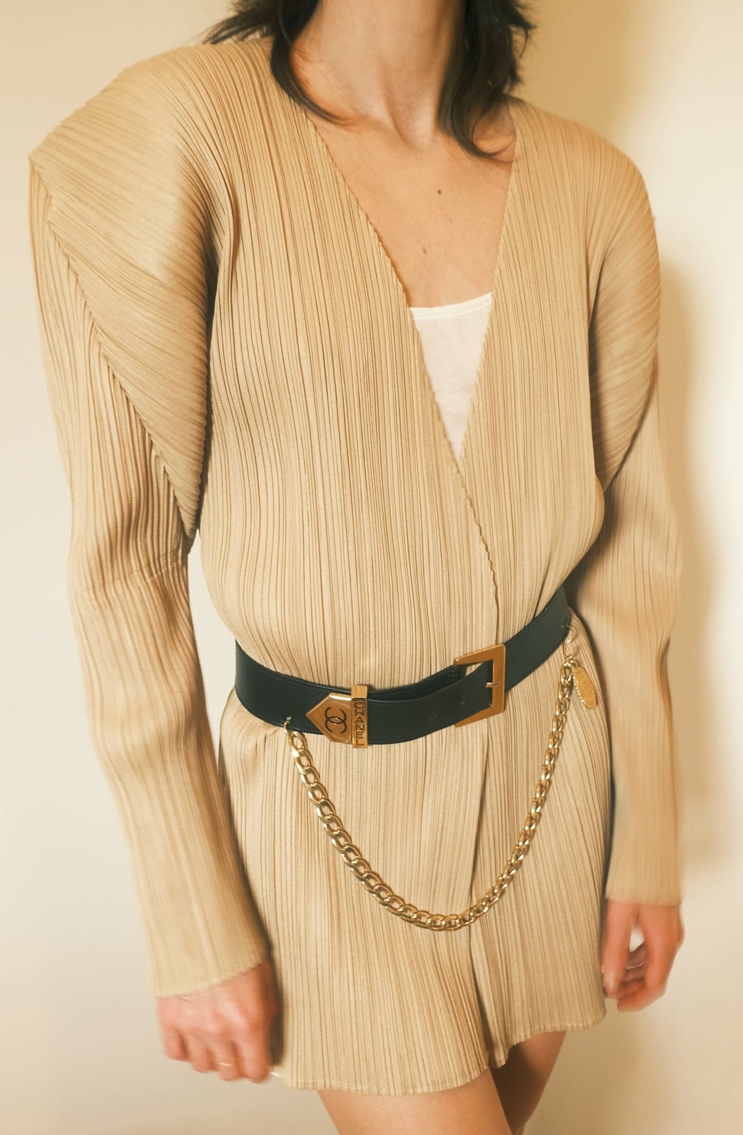 Pleated Gold Cardigan