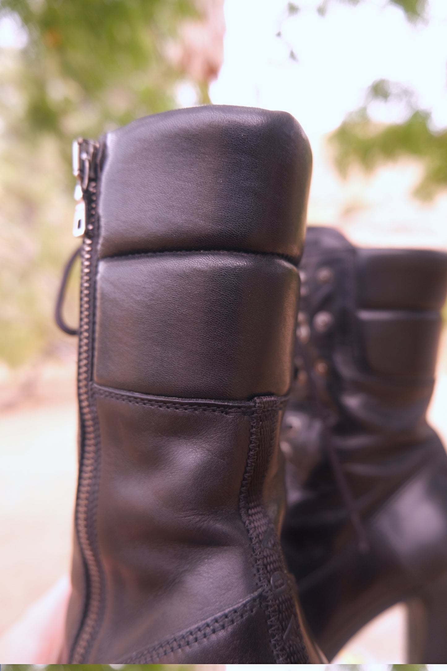 Leather Lace Up Combat Booties